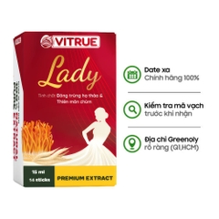 Vitrue Lady Tinh Chất Đông Trùng Hạ Thảo Và Nấm Môn Chùm Tăng Cường Sinh Lý Nữ, Cân Bằng Nội Tiết Tố Hộp 14 Gói