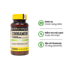 Mason Natural Viên Uống Hỗ Trợ Chuyển Hóa Đường Cinnamon 1000mg 50 Viên
