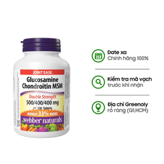Webber Naturals Viên Uống Giảm Đau Duy Trì Sụn Khớp Glucosamine Chondroitin MSM 500/400/400mg Hộp 120 Viên