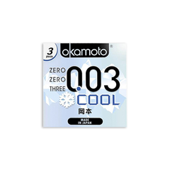 Okamoto Bao Cao Su Siêu Mỏng Bóng Láng Mát Lạnh 0.03 Cool Hộp 3 Cái