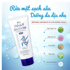 Hatomugi Sữa Rửa Mặt Tẩy Trang Chiết Xuất Ý Dĩ The W Cleansing Foam 130g
