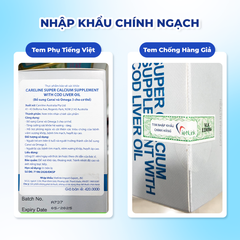 Careline Viên Uống Bổ Sung Canxi Vitamin AD Omega 3 Super Calcium Supplement With Cod Liver Oil 1000mg 60 viên