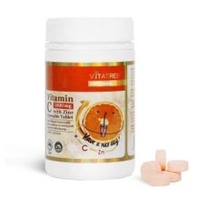 Vitatree Viên Nhai Vitamin C 1000mg với Zinc Hỗ Trợ Tăng Cường Đề Kháng Cho Trẻ Từ 3 Tuổi Hộp 30 Viên
