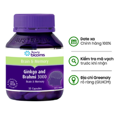 Henry Blooms Viên Uống Hỗ Trợ Tuần Hoàn Não Ginkgo And Brahmi 3000 30 Viên