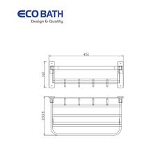 Vắt khăn giàn EcoBath EC5015-45BU màu ghi xám