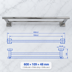 Vắt khăn đôi EC262-09 màu inox bóng