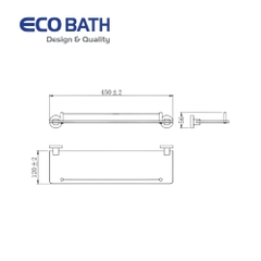 Kệ dưới gương Ecobath EC261-05 màu inox bóng