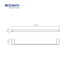 Vắt khăn đơn EcoBath EC211-08BU màu ghi xám