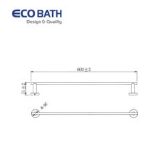 Vắt khăn đơn Ecobath EC261-08 màu inox bóng