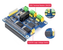 Waveshare 2-Channel Isolated CAN Bus Expansion HAT For Raspberry Pi, 2-CH CAN HAT+