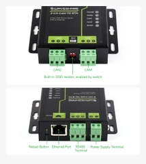 Bộ chuyển Waveshare Industrial Grade 2-Ch CAN To Ethernet Server