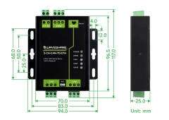 Bộ chuyển Waveshare Industrial Grade 2-Ch CAN To Ethernet Server
