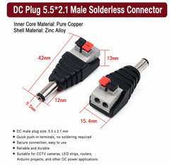 Đầu kết nối nhanh cấp nguồn DC đực 5.5 x 2.1mm