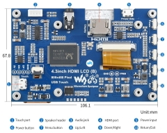 Màn hình cảm ứng Waveshare IPS 4.3 inch HDMI Capacitive Touch LCD (B)