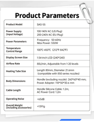 Máy Khò Nhiệt Thông Minh FNIRSI® SAG-55 Pro Intelligent 550W Hot Air Gun