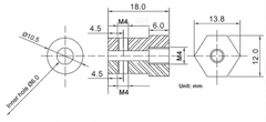 Khớp nối lục giác trục động cơ 6mm kích thước 12x18mm Hexagon Motor Coupling