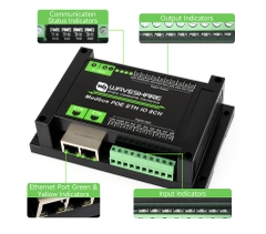 Waveshare Industrial 8-Ch Ethernet Digital Input/Output Module, Modbus RTU / TCP Protocol, Supports PoE Power Supply