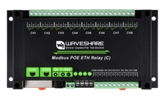Waveshare Dual Ethernet Ports 8-ch Relay Module (C), Modbus RTU Protocol, PoE Power Supply