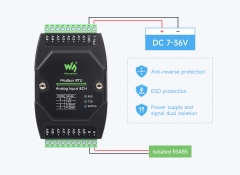 Waveshare Industrial 8-Ch Analog Acquisition Module, 12-bit High-precision, Supports Voltage And Current Acquisition