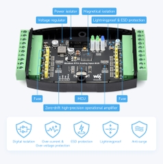 Waveshare Industrial 8-Ch Analog Acquisition Module, 12-bit High-precision, Supports Voltage And Current Acquisition