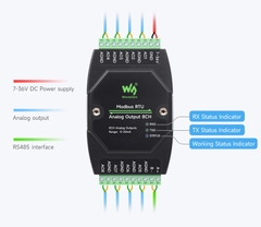 Waveshare Industrial 8-Ch Analog Output Module, 12-bit DA Conversion, Supports 8-ch Simultaneous Current Output, RS485 Modbus RTU Protocol