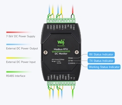 Waveshare Industrial 4-Ch DC Monitoring Module, 16-bit High-Precision Acquisition, RS485 Modbus RTU Protocol