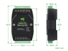 Waveshare Industrial 8-Ch PWM Input Module, Isolated RS485 Modbus RTU Protocol