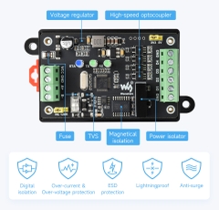 Waveshare Industrial 4-Ch PWM Output Module, Modbus RTU Protocol, Isolated RS485 Interface, Adjustable Frequency and Duty Cycle