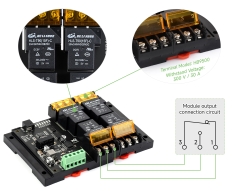 Waveshare Industrial Modbus RTU 4-ch High Current Relay Module with RS485 Interface, Onboard LED Indicators, Multi Isolation Protection Circuits