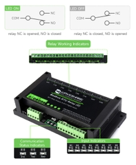 Waveshare Industrial Modbus RTU 8-ch Relay Module (D) With Digital Input and RS485 Interface, 7~36V Power Supply