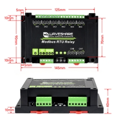 Waveshare Industrial Modbus RTU 8-ch Relay Module with RS485 Interface, Multi Isolation Protection Circuits, 5V Power Supply