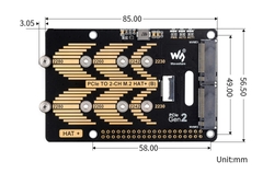 Mạch Waveshare PCIe To 2-CH M.2 HAT+ Adapter (B) for Raspberry Pi 5