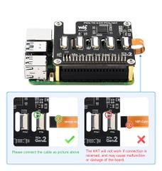 Mạch Waveshare 4-Ch PCIe FFC HAT for Raspberry Pi 5