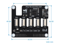 Mạch Waveshare 4-Ch PCIe FFC HAT for Raspberry Pi 5