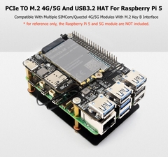 Mạch Waveshare PCIe TO 4G/5G M.2 USB3.2 HAT+ for Raspberry Pi 5