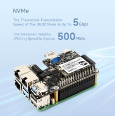 Mạch Waveshare PCIe To M.2 USB ETH HAT+ For Raspberry Pi 5