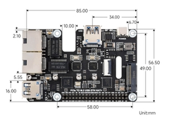 Mạch Waveshare PCIe To M.2 USB ETH HAT+ For Raspberry Pi 5