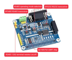 Mạch Waveshare Isolated RS485 RS232 Expansion HAT for Raspberry Pi, SPI Control