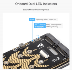 Mạch Waveshare PCIe To 2-CH M.2 HAT+ Adapter (B) for Raspberry Pi 5