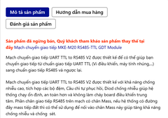 Mạch chuyển giao tiếp UART TTL to RS485 V2