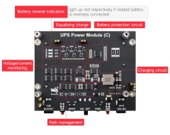 Waveshare Uninterruptible Power Supply UPS Module (C) For Jetson Orin, Supports 21700 Li battery, Pogo Pins Connector