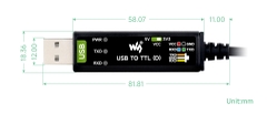 Waveshare Industrial USB TO TTL (D) Serial Cable, Original FT232RNL Chip