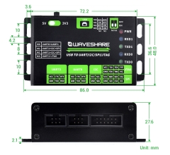 Waveshare USB To UART/I2C/SPI/JTAG Converter, Supports Multiple Interfaces, Compatible with 3.3V and 5V