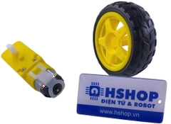 Cặp Động cơ DC giảm tốc V1 Dual Shaft Plastic Geared TT Motor + bánh xe