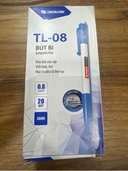 Hộp 20 cây bút viết bi bấm Thiên Long TL08 / TL-08 ngòi 0.8mm mực xanh / đỏ / đen cổ điển