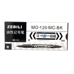 Hộp 10 cây bút viết lông dầu 2 đầu Zebili / Zebifa MO120 / Bút viết kính CD không xóa được MO-120