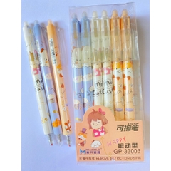 [BẤM - Lẻ 1 cây] Bút viết bi BẤM xoá được Kecabi ngòi 0.5mm mực xanh / tím nhiều mẫu ngẫu nhiên