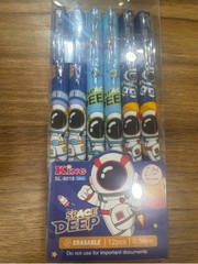 [BẤM] Hộp 12 cây bút viết bi BẤM xoá được Kecabi mực xanh / tím ngòi 0.5mm mẫu tự chọn