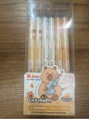 [BẤM] Hộp 12 cây bút viết bi BẤM xoá được Kecabi mực xanh / tím ngòi 0.5mm mẫu tự chọn