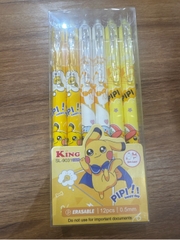 [BẤM] Hộp 12 cây bút viết bi BẤM xoá được Kecabi mực xanh / tím ngòi 0.5mm mẫu tự chọn